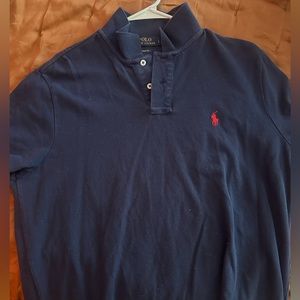 3x Ralph Lauren polos 2 blue and one grey in large